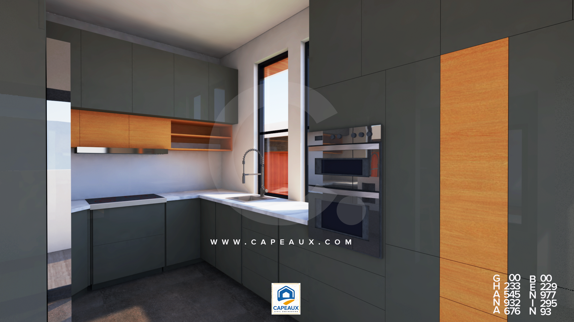 Kitchen, Green, Building, Accra, Ghana, Capeaux Design